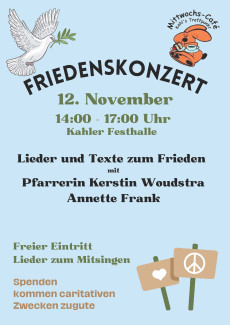 Plakat für Friedenskonzert mit allen Informationen