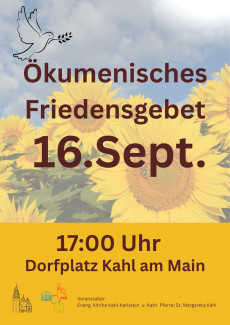 Sonnenblumen und davor der Text zum Friedensgebet