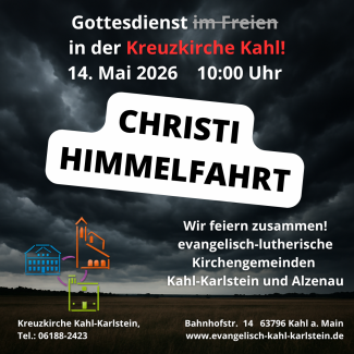 schwarze Wolken, darüber steht der Text zum Gottesdienst
